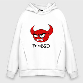 Мужское худи Oversize хлопок с принтом FreeBSD демон в Петрозаводске, френч-терри — 70% хлопок, 30% полиэстер. Мягкий теплый начес внутри —100% хлопок | боковые карманы, эластичные манжеты и нижняя кромка, капюшон на магнитной кнопке | Тематика изображения на принте: bsd | demon | freebsd | os | unix | демон | злой | ос | чёртик