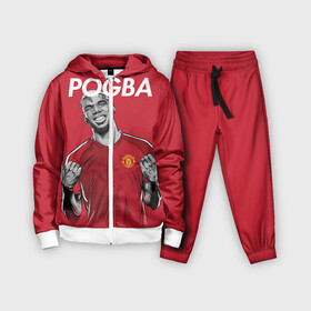 Детский костюм 3D с принтом Pogba Manchester United в Петрозаводске,  |  | mu | paul | pogba | манчестер юнайтед | мю | погба | форма