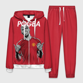 Мужской костюм 3D с принтом Pogba Manchester United в Петрозаводске, 100% полиэстер | Манжеты и пояс оформлены тканевой резинкой, двухслойный капюшон со шнурком для регулировки, карманы спереди | mu | paul | pogba | манчестер юнайтед | мю | погба | форма