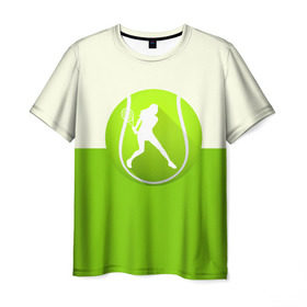 Мужская футболка 3D с принтом Теннис в Петрозаводске, 100% полиэфир | прямой крой, круглый вырез горловины, длина до линии бедер | sport | логотип | мяч | спорт | теннис