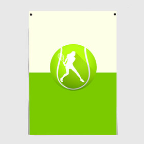 Постер с принтом Теннис в Петрозаводске, 100% бумага
 | бумага, плотность 150 мг. Матовая, но за счет высокого коэффициента гладкости имеет небольшой блеск и дает на свету блики, но в отличии от глянцевой бумаги не покрыта лаком | sport | логотип | мяч | спорт | теннис