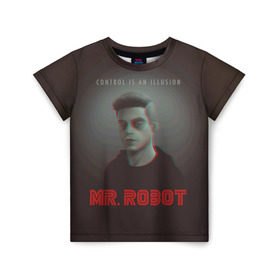 Детская футболка 3D с принтом Mr Robot в Петрозаводске, 100% гипоаллергенный полиэфир | прямой крой, круглый вырез горловины, длина до линии бедер, чуть спущенное плечо, ткань немного тянется | mister robot | mr robot | rami malek | мистер робот | рами малек