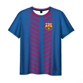 Мужская футболка 3D с принтом FC Barcelona 2018 Creative в Петрозаводске, 100% полиэфир | прямой крой, круглый вырез горловины, длина до линии бедер | fc | fc barcelona | fcb | барселона | мяч | спорт | футбол | футбольный клуб