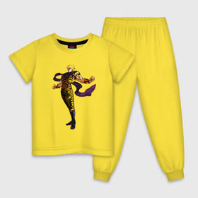 Детская пижама хлопок с принтом Дио Брандо в Петрозаводске, 100% хлопок |  брюки и футболка прямого кроя, без карманов, на брюках мягкая резинка на поясе и по низу штанин
 | Тематика изображения на принте: anime | jojo | jojos bizarre adventure | аниме | дио брандо