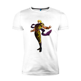 Мужская футболка премиум с принтом Дио Брандо в Петрозаводске, 92% хлопок, 8% лайкра | приталенный силуэт, круглый вырез ворота, длина до линии бедра, короткий рукав | anime | jojo | jojos bizarre adventure | аниме | дио брандо