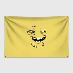 Флаг-баннер с принтом Yoba в Петрозаводске, 100% полиэстер | размер 67 х 109 см, плотность ткани — 95 г/м2; по краям флага есть четыре люверса для крепления | Тематика изображения на принте: yoba | ехидный блинчик | имиджборды | колобок | мемы | пека фейс