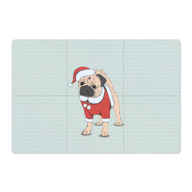 Магнитный плакат 3Х2 с принтом Мопс Санта Клаус в Петрозаводске, Полимерный материал с магнитным слоем | 6 деталей размером 9*9 см | зима | новый год | подарок | рождество