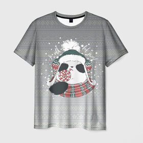 Мужская футболка 3D с принтом So cold, but sweet в Петрозаводске, 100% полиэфир | прямой крой, круглый вырез горловины, длина до линии бедер | зима | новый год | панда | подарок | рождество