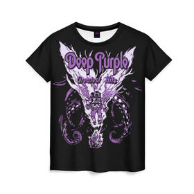 Женская футболка 3D с принтом Deep Purple в Петрозаводске, 100% полиэфир ( синтетическое хлопкоподобное полотно) | прямой крой, круглый вырез горловины, длина до линии бедер | album | british | deep purple | england | heavy metal | rock group | альбом | англия | британская | рок группа | хеви металл