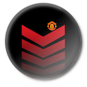 Значок с принтом Manchester United 2018 Arrow в Петрозаводске,  металл | круглая форма, металлическая застежка в виде булавки | fc | manchester united | манчестер юнайтед | спорт | спортивные | футбол | футбольный клуб