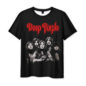 Мужская футболка 3D с принтом Deep Purple в Петрозаводске, 100% полиэфир | прямой крой, круглый вырез горловины, длина до линии бедер | Тематика изображения на принте: album | british | deep purple | england | heavy metal | rock group | альбом | англия | британская | рок группа | хеви металл