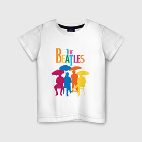 Детская футболка хлопок с принтом The beatles в Петрозаводске, 100% хлопок | круглый вырез горловины, полуприлегающий силуэт, длина до линии бедер | bright | british | legendary | liverpool | rainbow | rock group | spectrum | the beatles | яркие цвета