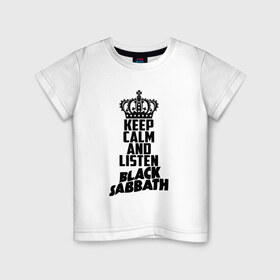 Детская футболка хлопок с принтом Keep calm and listen BS в Петрозаводске, 100% хлопок | круглый вырез горловины, полуприлегающий силуэт, длина до линии бедер | 