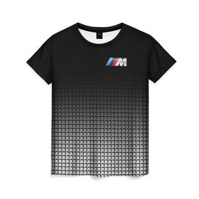 Женская футболка 3D с принтом BMW 2018 Black and White III в Петрозаводске, 100% полиэфир ( синтетическое хлопкоподобное полотно) | прямой крой, круглый вырез горловины, длина до линии бедер | bmw | автомобильные | бмв