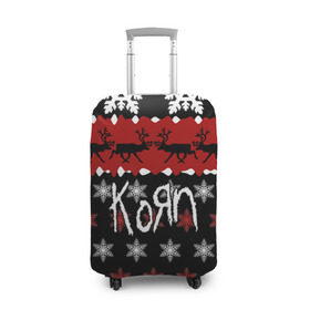 Чехол для чемодана 3D с принтом Праздничный Korn в Петрозаводске, 86% полиэфир, 14% спандекс | двустороннее нанесение принта, прорези для ручек и колес | korn | koяn | альтернативный | брайан филипп уэлч | группа | джеймс | джонатан дэвис | знак | корн | коян | красный | манки | метал | надпись | новогодний | новый год | нюметал | праздник