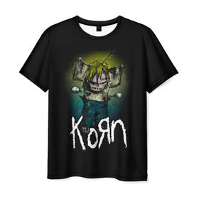 Мужская футболка 3D с принтом Korn в Петрозаводске, 100% полиэфир | прямой крой, круглый вырез горловины, длина до линии бедер | korn | koяn | альтернативный | арвизу | гранж | грув | группа | дэвис | корн | коян | лузье | манки | метал | музыка | нюметал | панк | песни | рок | уэлч | филди | филипп | хэд | шаффер