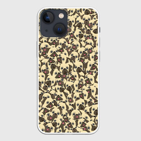 Чехол для iPhone 13 mini с принтом Мопсы в Петрозаводске,  |  | pug | милота | мопс | паттерн | пес | собака | собачка | текстура
