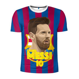 Мужская футболка 3D спортивная с принтом Lionel Messi Barcelona в Петрозаводске, 100% полиэстер с улучшенными характеристиками | приталенный силуэт, круглая горловина, широкие плечи, сужается к линии бедра | barca | barcelona | barsa | barselona | kit | leo | mesi | messi | барса | барселона | лео | лионель | меси | месси