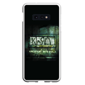 Чехол для Samsung S10E с принтом Korn greatest hits vol 1 в Петрозаводске, Силикон | Область печати: задняя сторона чехла, без боковых панелей | korn | koяn | альтернативный | арвизу | гранж | грув | группа | дэвис | корн | коян | лузье | манки | метал | музыка | нюметал | панк | песни | рок | уэлч | филди | филипп | хэд | шаффер