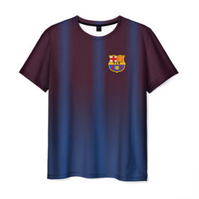 Мужская футболка 3D с принтом FC Barcelona Gradient в Петрозаводске, 100% полиэфир | прямой крой, круглый вырез горловины, длина до линии бедер | fc | fc barcelona | fcb | барселона | спорт | спортивные | фк | футбол