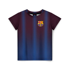 Детская футболка 3D с принтом FC Barcelona Gradient в Петрозаводске, 100% гипоаллергенный полиэфир | прямой крой, круглый вырез горловины, длина до линии бедер, чуть спущенное плечо, ткань немного тянется | fc | fc barcelona | fcb | барселона | спорт | спортивные | фк | футбол