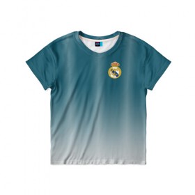 Детская футболка 3D с принтом Real Madrid 2018 Gradient в Петрозаводске, 100% гипоаллергенный полиэфир | прямой крой, круглый вырез горловины, длина до линии бедер, чуть спущенное плечо, ткань немного тянется | Тематика изображения на принте: 