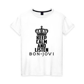 Женская футболка хлопок с принтом Keep calm and listen BJ в Петрозаводске, 100% хлопок | прямой крой, круглый вырез горловины, длина до линии бедер, слегка спущенное плечо | 