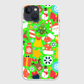 Чехол для iPhone 13 с принтом Новогодняя текстура в Петрозаводске,  |  | елка | елочные игрушки | зима | подарки | снеговик