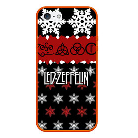 Чехол для iPhone 5/5S матовый с принтом Праздничный Led Zeppelin в Петрозаводске, Силикон | Область печати: задняя сторона чехла, без боковых панелей | led zeppelin | блюз | группа | джимми пейдж | джон генри бонэм | джон пол джонс | знак | красный | лед зепелен | лед зеппелин | метал | надпись | новогодний | новый год | праздник | роберт плант | рождество