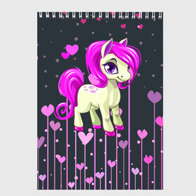 Скетчбук с принтом Pony в Петрозаводске, 100% бумага
 | 48 листов, плотность листов — 100 г/м2, плотность картонной обложки — 250 г/м2. Листы скреплены сверху удобной пружинной спиралью | pink | poni | pony | лошадка | лошадь | пони | розовый