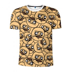 Мужская футболка 3D спортивная с принтом MEME ME GUSTA в Петрозаводске, 100% полиэстер с улучшенными характеристиками | приталенный силуэт, круглая горловина, широкие плечи, сужается к линии бедра | Тематика изображения на принте: me gusta | meme | лицо | ме густа | мем
