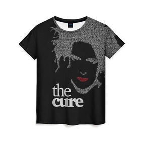 Женская футболка 3D с принтом The Cure в Петрозаводске, 100% полиэфир ( синтетическое хлопкоподобное полотно) | прямой крой, круглый вырез горловины, длина до линии бедер | robert smith | rock band | the cure | uk | британия | роберт смит | рок группа