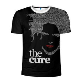 Мужская футболка 3D спортивная с принтом The Cure в Петрозаводске, 100% полиэстер с улучшенными характеристиками | приталенный силуэт, круглая горловина, широкие плечи, сужается к линии бедра | Тематика изображения на принте: robert smith | rock band | the cure | uk | британия | роберт смит | рок группа