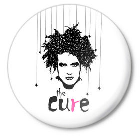 Значок с принтом The Cure в Петрозаводске,  металл | круглая форма, металлическая застежка в виде булавки | Тематика изображения на принте: robert smith | rock band | the cure | uk | британия | роберт смит | рок группа