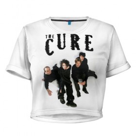 Женская футболка 3D укороченная с принтом The Cure в Петрозаводске, 100% полиэстер | круглая горловина, длина футболки до линии талии, рукава с отворотами | 