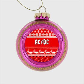 Стеклянный ёлочный шар с принтом Праздничный AC/DC в Петрозаводске, Стекло | Диаметр: 80 мм | ac dc | acdc |   снежинки | ангус янг | ас дс | асдс | крис слэйд | новогодний | новый год | рождество | стиви янг | эксл роуз