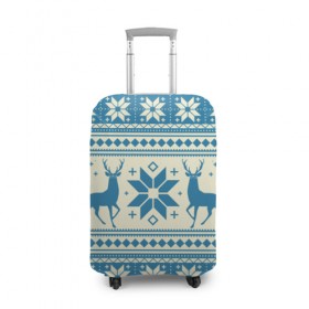 Чехол для чемодана 3D с принтом Наш веселый Новый год в Петрозаводске, 86% полиэфир, 14% спандекс | двустороннее нанесение принта, прорези для ручек и колес | Тематика изображения на принте: новый год | олень | свитер | снег | снежинки | узор