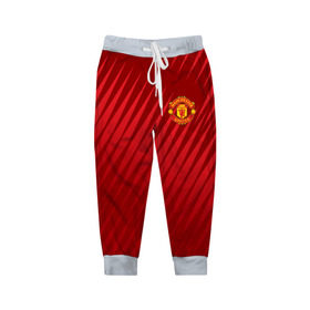 Детские брюки 3D с принтом Manchester United Sportwear в Петрозаводске, 100% полиэстер | манжеты по низу, эластичный пояс регулируется шнурком, по бокам два кармана без застежек, внутренняя часть кармана из мелкой сетки | Тематика изображения на принте: emirates | fc | manchester united | геометрия | манчестер юнайтед | спорт | футбол | футбольный клуб | эмблема