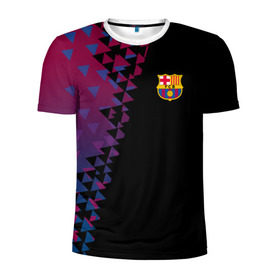 Мужская футболка 3D спортивная с принтом FC Barcelona 2018 Премиум в Петрозаводске, 100% полиэстер с улучшенными характеристиками | приталенный силуэт, круглая горловина, широкие плечи, сужается к линии бедра | 