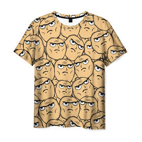 Мужская футболка 3D с принтом MEME DETERMINED NOT OKAY в Петрозаводске, 100% полиэфир | прямой крой, круглый вырез горловины, длина до линии бедер | determined not okay | meme | лицо | мем | определённо не всё в порядке