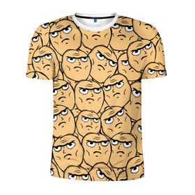 Мужская футболка 3D спортивная с принтом MEME DETERMINED NOT OKAY в Петрозаводске, 100% полиэстер с улучшенными характеристиками | приталенный силуэт, круглая горловина, широкие плечи, сужается к линии бедра | determined not okay | meme | лицо | мем | определённо не всё в порядке