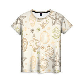 Женская футболка 3D с принтом Ёлка в гости зовет! в Петрозаводске, 100% полиэфир ( синтетическое хлопкоподобное полотно) | прямой крой, круглый вырез горловины, длина до линии бедер | ёлочные шары | ёлочный шар | игрушки | новый год снег | снежинки