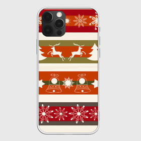 Чехол для iPhone 12 Pro Max с принтом Новогодняя текстура в Петрозаводске, Силикон |  | елка | колокольчик | новый год | олени | снег | снежинки