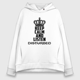 Женское худи Oversize хлопок с принтом Keep calm and listen Disturbed в Петрозаводске, френч-терри — 70% хлопок, 30% полиэстер. Мягкий теплый начес внутри —100% хлопок | боковые карманы, эластичные манжеты и нижняя кромка, капюшон на магнитной кнопке | disturbed | альтернативный | встревоженные | группа | джон мойер | дистербд | дистербед | дэвид дрейман | дэн дониган | майк венгрен | метал | монстр | ню | нюметал | рога | рок | хеви | хевиметал