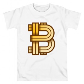 Мужская футболка хлопок с принтом Bitcoin is a new era! в Петрозаводске, 100% хлопок | прямой крой, круглый вырез горловины, длина до линии бедер, слегка спущенное плечо. | bitcoin | btc | биткоин