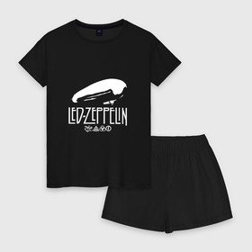 Женская пижама с шортиками хлопок с принтом Led Zeppelin дирижабль в Петрозаводске, 100% хлопок | футболка прямого кроя, шорты свободные с широкой мягкой резинкой | led | led zeppelin | блюз | группа | джимми пейдж | джон генри бонэм | джон пол джонс | лед зепелен | лед зеппелин | метал | роберт плант | рок | тяжелый | фолк | хард | хардрок | хеви | хевиметал