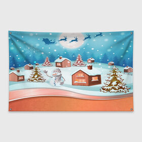 Флаг-баннер с принтом Рождество в Петрозаводске, 100% полиэстер | размер 67 х 109 см, плотность ткани — 95 г/м2; по краям флага есть четыре люверса для крепления | christmas | new year | santa | дед мороз | елка | елочки | новогодний | новый год | рождество | сантаклаус | снег | снежинки