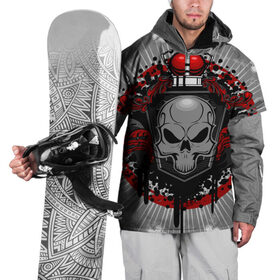 Накидка на куртку 3D с принтом Рыцарь тьмы в Петрозаводске, 100% полиэстер |  | ад | брызги | дьявол | красный | монстр | череп