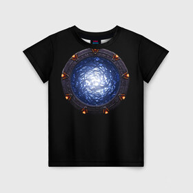 Детская футболка 3D с принтом Stargate в Петрозаводске, 100% гипоаллергенный полиэфир | прямой крой, круглый вырез горловины, длина до линии бедер, чуть спущенное плечо, ткань немного тянется | sg1 | wormhole | другие миры | зв1 | звёздные врата | кротовая нора | портал | тоннель | червоточина