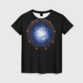 Женская футболка 3D с принтом Stargate в Петрозаводске, 100% полиэфир ( синтетическое хлопкоподобное полотно) | прямой крой, круглый вырез горловины, длина до линии бедер | sg1 | wormhole | другие миры | зв1 | звёздные врата | кротовая нора | портал | тоннель | червоточина